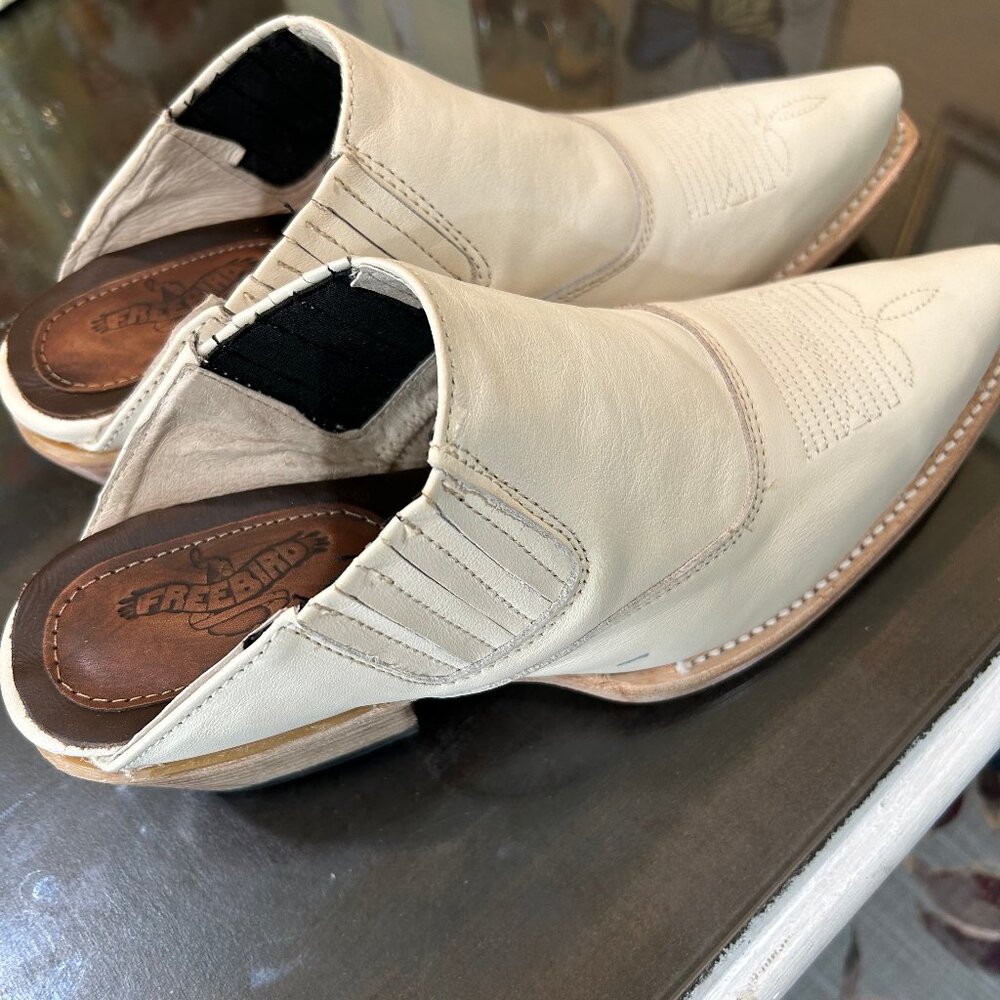 Freebird Cream Leather Mules